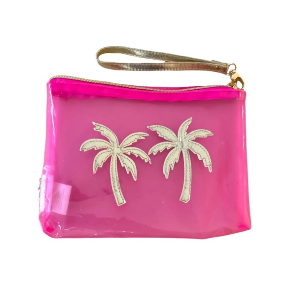 Lilly Pulitzer Pink Shandy Palm Tree Jelly Wristlet pouch NEW - Picture 2 of 4